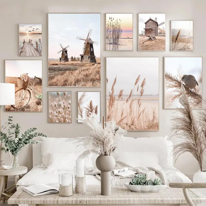 Orchard Sprayer Tractor - Beige Landschap Wall Art Poster Bike